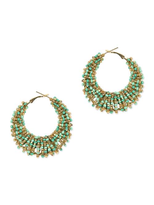 round gold & turquoise beads earring - 977177 - Very Small Image - 1