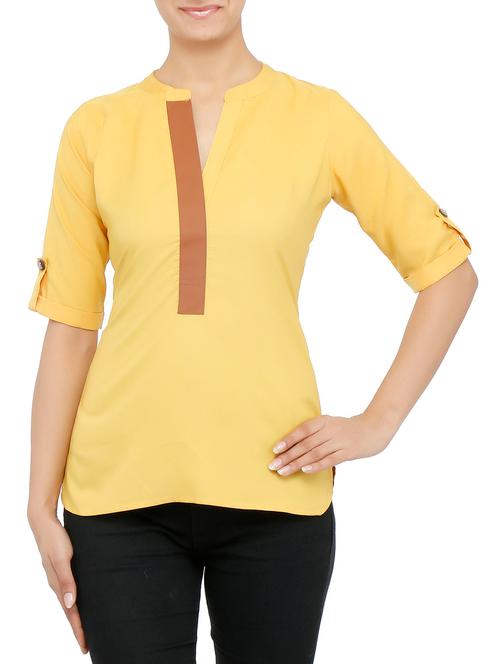 yellow crepe top - 9771939 - Very Small Image - 1