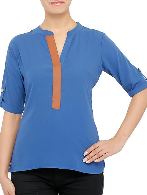 blue crepe top - 9771941 - Very Small Image - 1