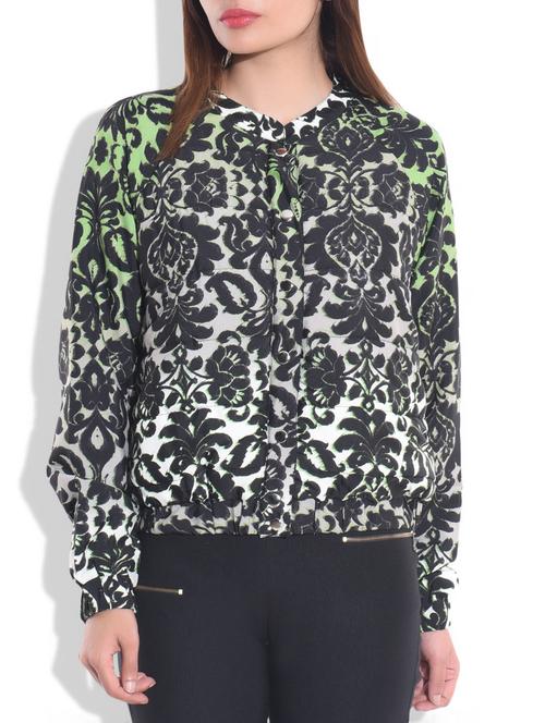 black polyester printed jacket - 9775734 - Very Small Image - 1