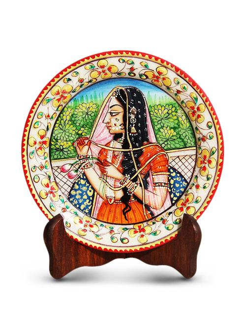 handicrafts paradise  banithani painted on round marble  plate - 9779130 - Very Small Image - 1