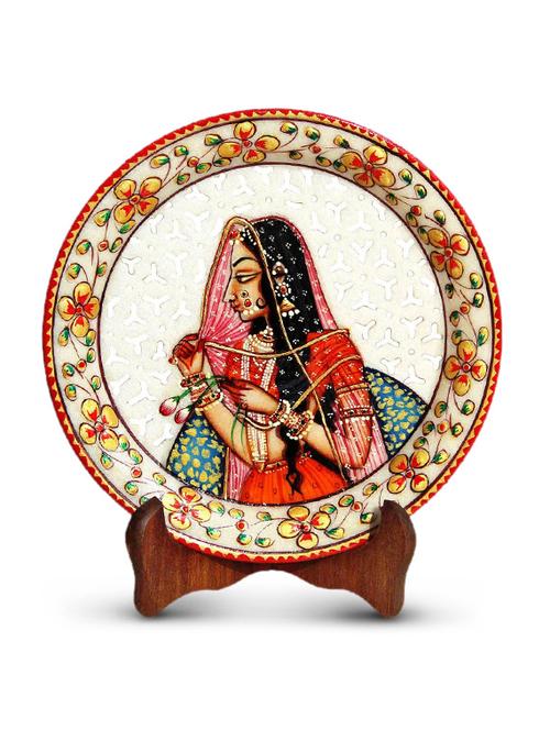 handicrafts paradise cut work marble plate with banithani painted - 9779134 - Very Small Image - 1