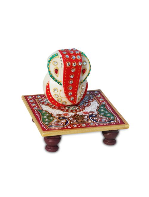 marble pooja chowki ganesha with kalash design - 9779204 - Very Small Image - 1