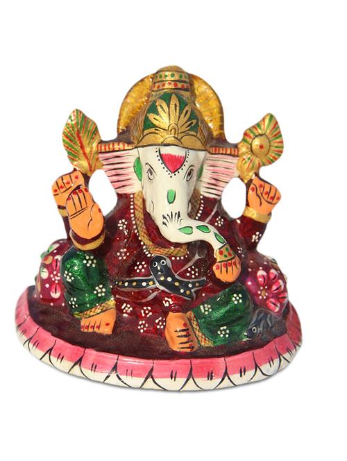handicrafts paradise metal enamelled multi colored ganesha with pillows - 9779284 - Very Small Image - 1