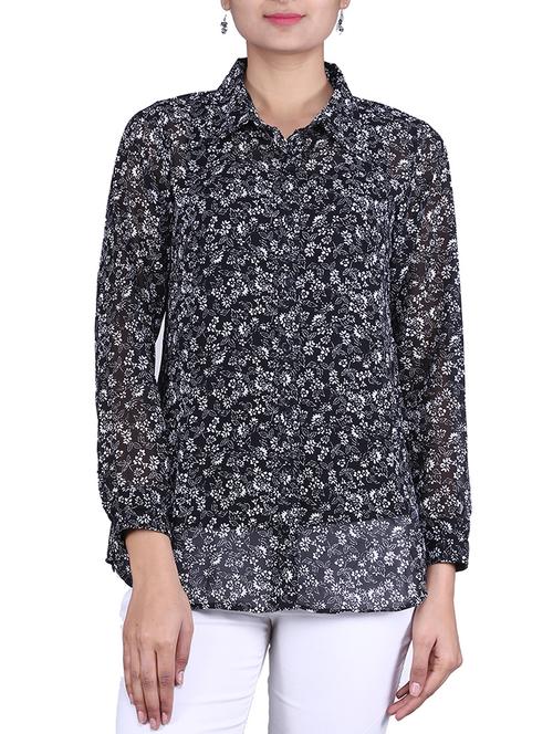 BLACK GEORGETTE shirt - 9781903 - Very Small Image - 1