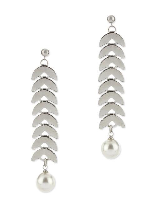 silver metal leaves dangler earrings - 9782731 - Very Small Image - 1