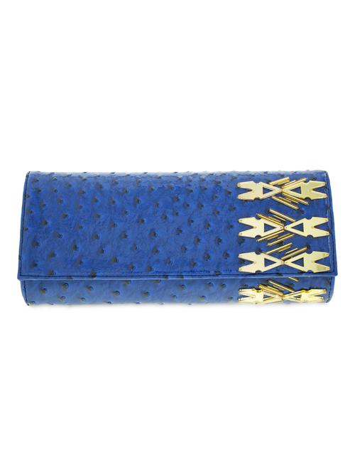 cobalt blue textured rectangular clutch - 9783991 - Very Small Image - 1