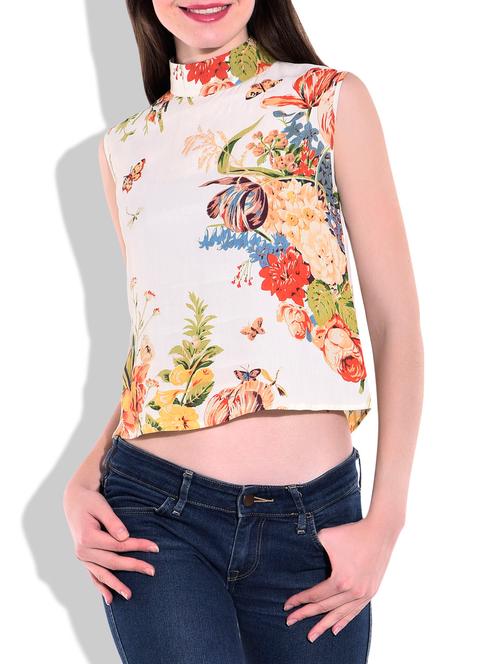 white printed viscose top - 9791820 - Very Small Image - 1