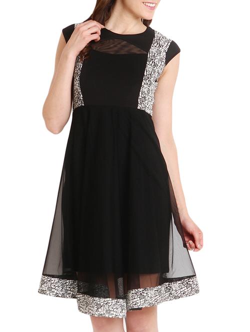 black , net a-line dress - 9792115 - Very Small Image - 1