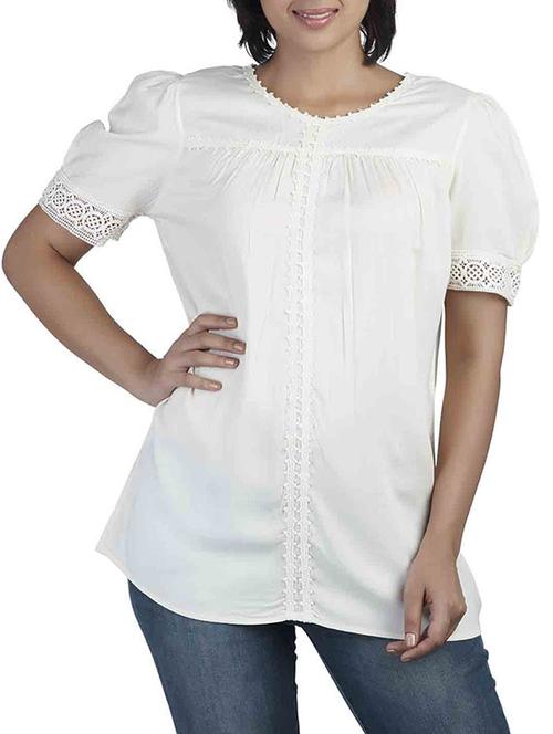 lace detail gathered yoke top - 9792175 - Very Small Image - 1