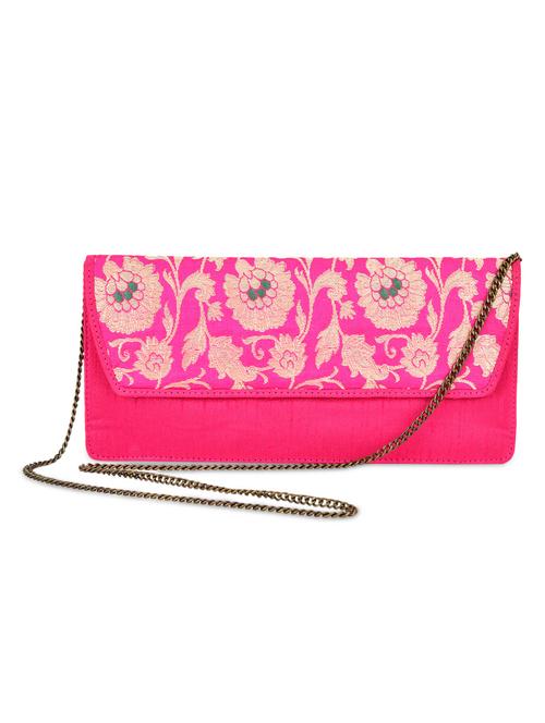 pink brocade silk sling bag - 9792237 - Very Small Image - 1