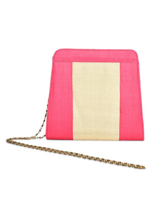 coral and gold silk clutch - 9792244 - Very Small Image - 1