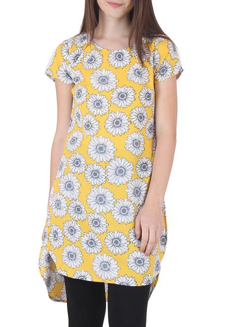 yellow floral asymmetrical tunic - 9797874 - Very Small Image - 1