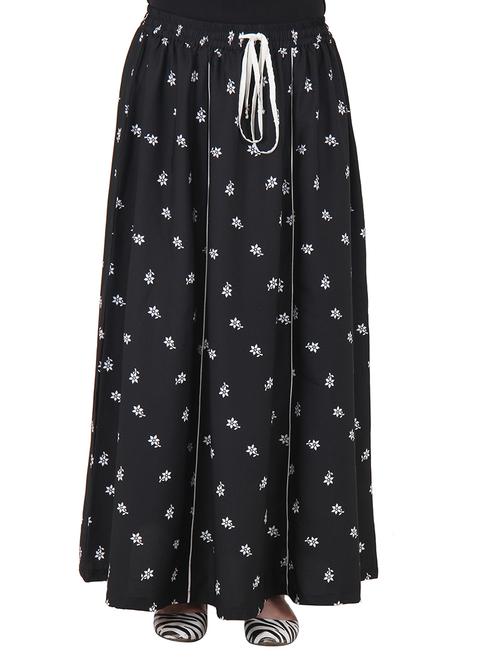 black polycrepe printed skirt - 9797917 - Very Small Image - 1