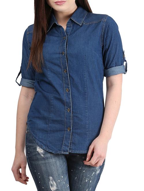 navy blue denim shirt - 9804885 - Very Small Image - 1