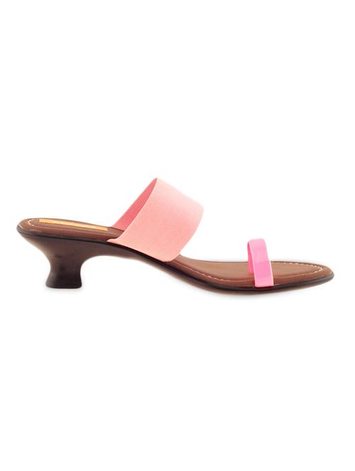 pink  elastic strap slip-on broad heels - 980654 - Very Small Image - 1