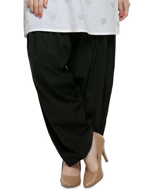 plain black cotton patiala salwar - 980848 - Very Small Image - 1