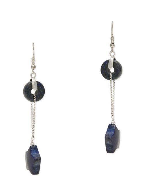 dyed lapis lazuli beads oxidized silver earringss - 9808917 - Very Small Image - 1