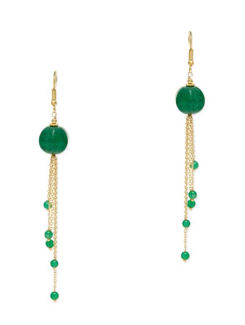 jade green beads gold plated earrings - 9808924 - Very Small Image - 1