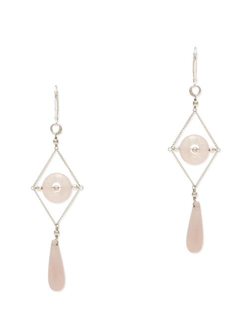 rose quartz beads gold plated earrings - 9808926 - Very Small Image - 1