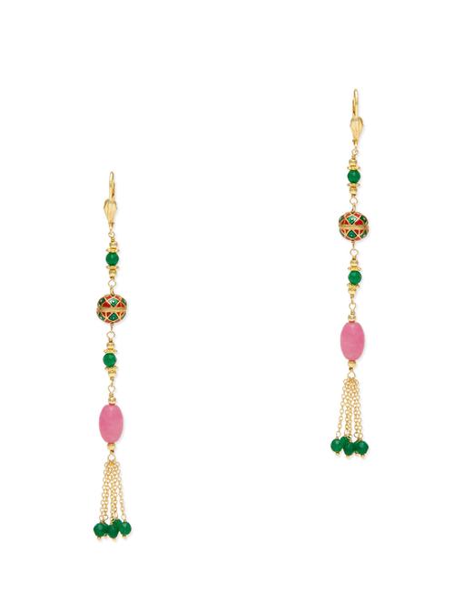 jade pink gold plated earrings - 9808927 - Very Small Image - 1