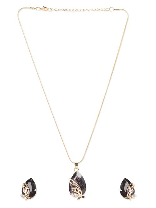 purple austrian crystal chain necklace set - 981012 - Very Small Image - 1