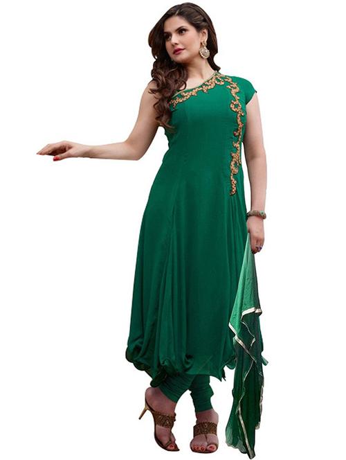 green georgette semi stitched suit - 9813588 - Very Small Image - 1