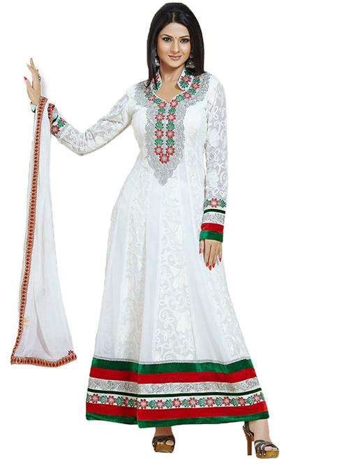 white faux georgette suit set - 9813670 - Very Small Image - 1