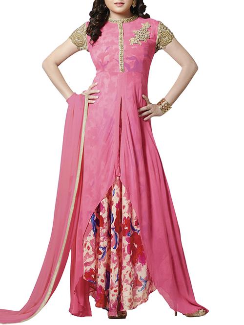 pink georgette suit - 9813692 - Very Small Image - 1