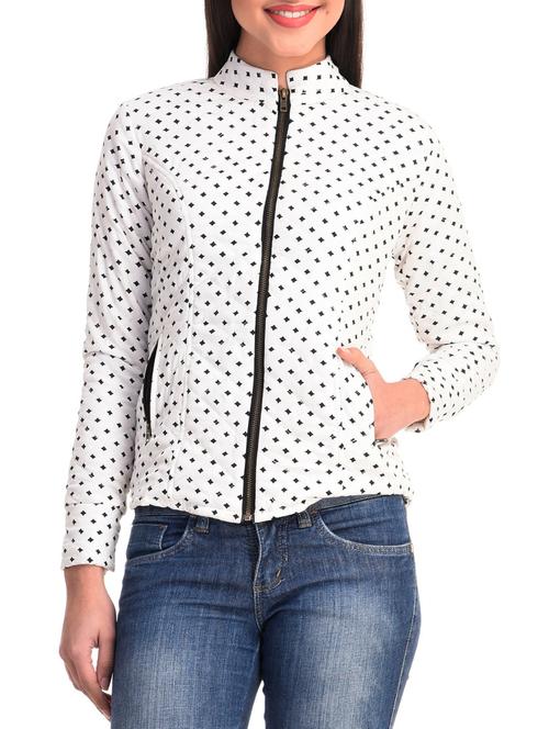 white poly crepe printed jacket - 9813735 - Very Small Image - 1