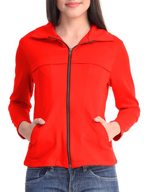 red poly lycra plain jacket - 9813760 - Very Small Image - 1