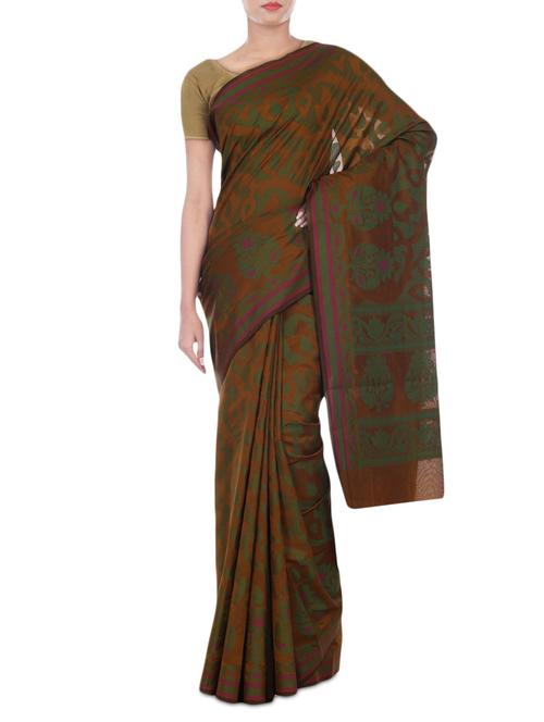 Banarasi Silk Saree With Zari Border - 9814884 - Very Small Image - 1