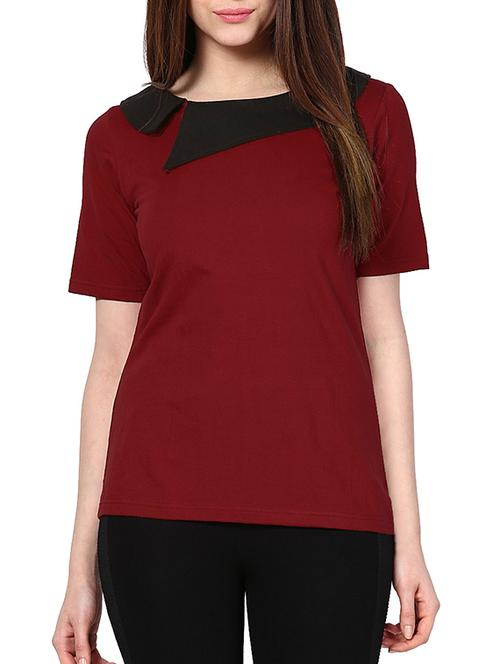 maroon top with peter pan collar - 981729 - Very Small Image - 1