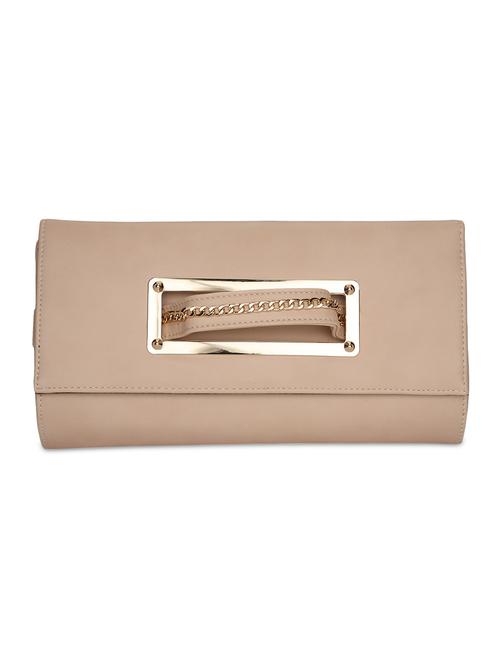 beige leatherette hand-in strap clutch - 9819451 - Very Small Image - 1