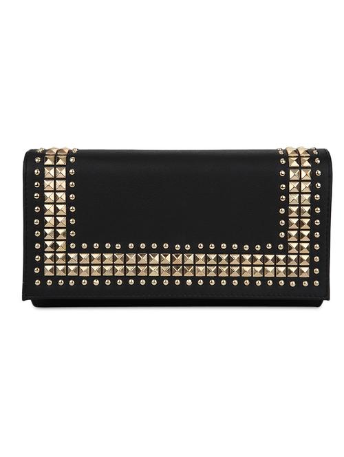 black leatherette studded clutch - 9819453 - Very Small Image - 1