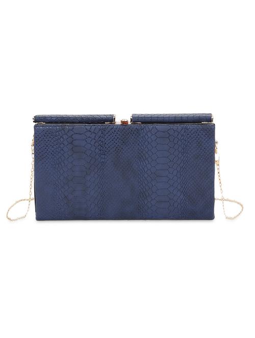navy blue leatherette mock-croc clutch - 9819461 - Very Small Image - 1