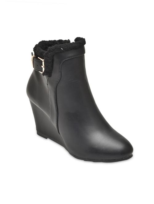 Black Faux Leather Boots - 9833075 - Very Small Image - 1