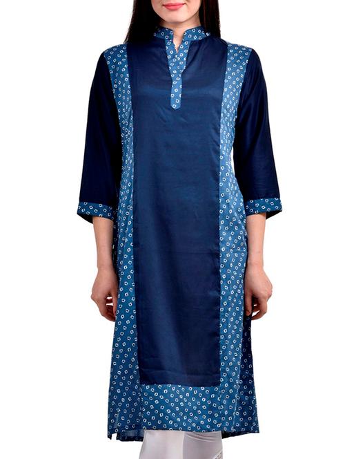 blue rayon straight kurta - 9833800 - Very Small Image - 1