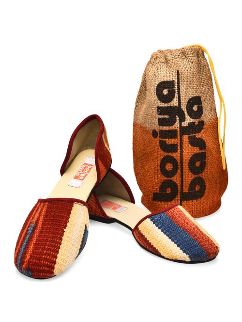 multicolored handwoven jacquard kilim and cotton mojaris - 9836170 - Very Small Image - 1