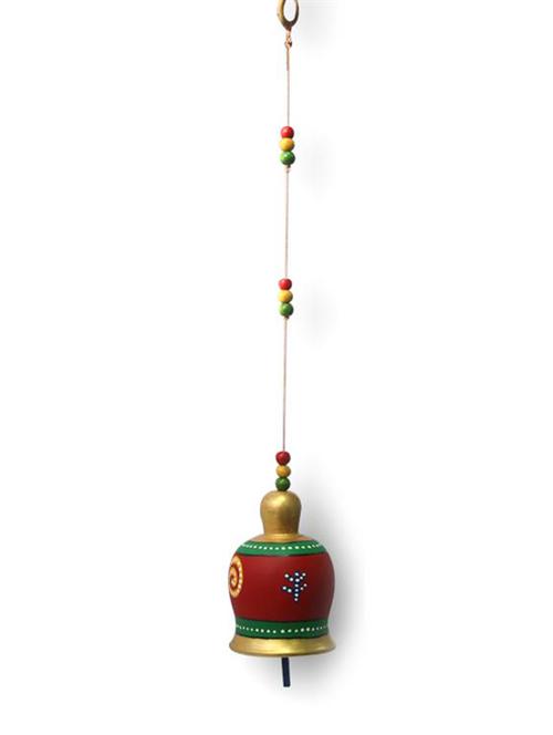 terracotta handpainted bell hanging multicolor - 984669 - Very Small Image - 1
