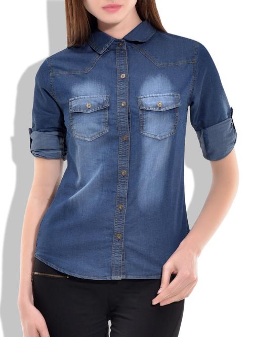 dark blue denim shirt - 9851309 - Very Small Image - 1