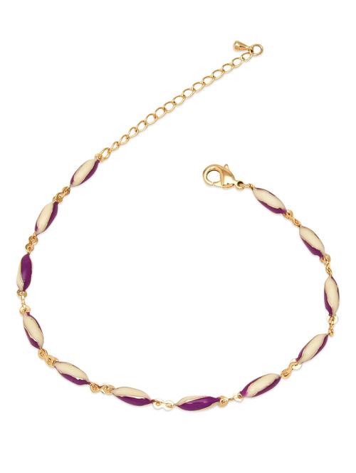 gold tone metal alloy enamel anklet - 9853490 - Very Small Image - 1