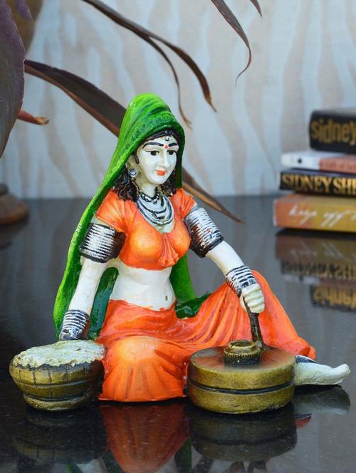 rajasthani lady using flour machine - 985610 - Very Small Image - 1