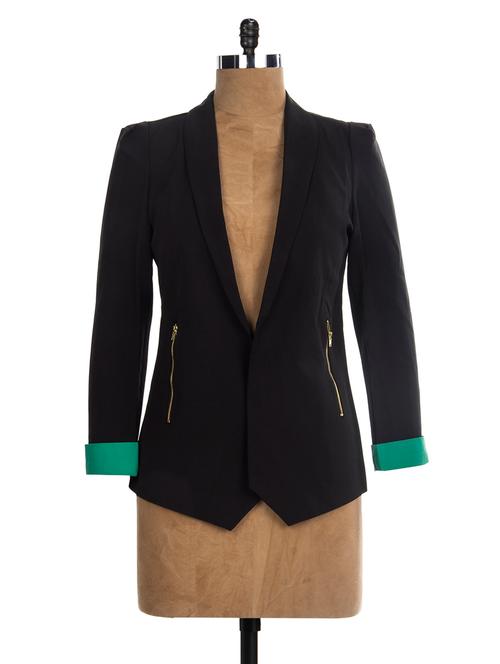 black  & green polyester blazer - 985906 - Very Small Image - 1