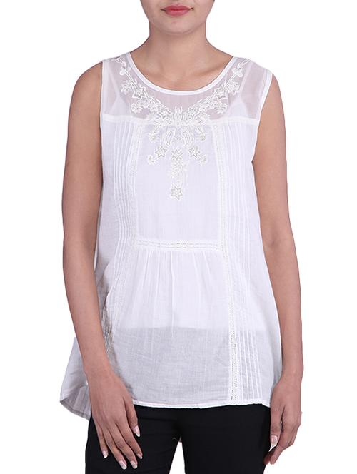 white color cotton top - 9861071 - Very Small Image - 1
