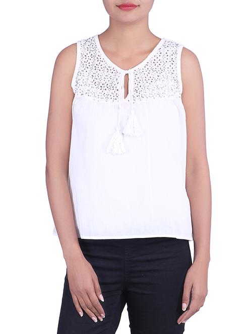 white color cotton top - 9861165 - Very Small Image - 1