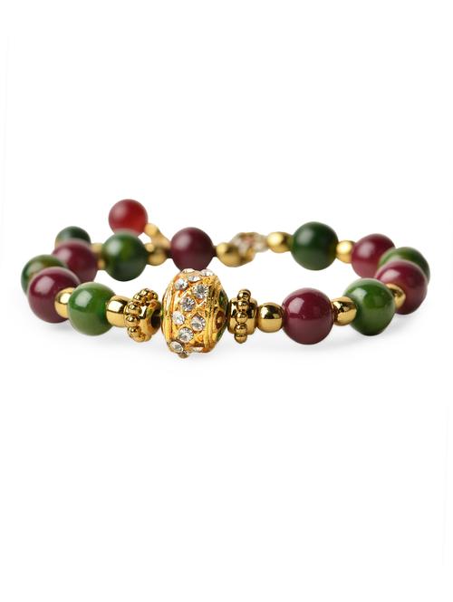 green & maroon beads bracelet - 986119 - Very Small Image - 1