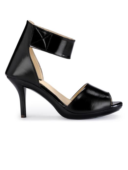 Black, Beige Faux Leather Sandals. - 9862381 - Very Small Image - 1