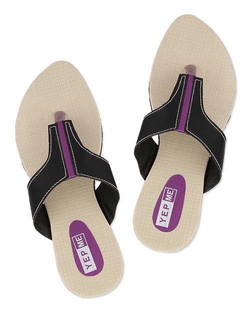 Synthetic Black & Purple Toe Separator Sandals - 987151 - Very Small Image - 1
