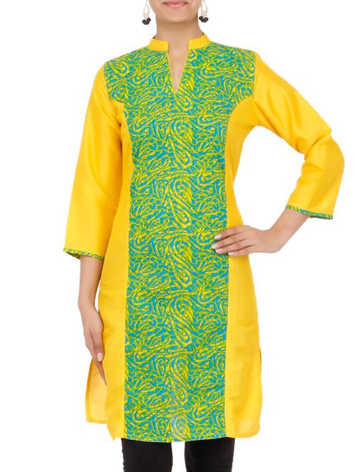 yellow silk kurta - 9871737 - Very Small Image - 1